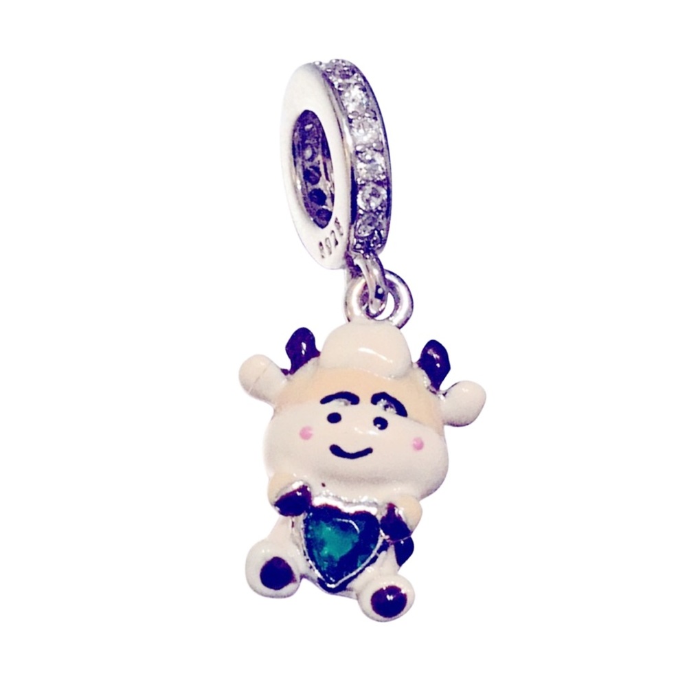 S925 Cute Cow Charm Pendant